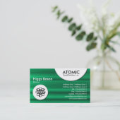 atoomcirkels - groene geborstelde structuur visitekaartje (Staand voorkant)