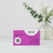 atoomcirkels - Magenta geborsteld textiel Visitekaartje (Staand voorkant)