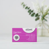 atoomcirkels - Magenta geborsteld textiel Visitekaartje (Staand voorkant)