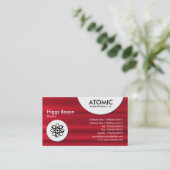 atoomcirkels - Rode borstelstructuur Visitekaartje (Staand voorkant)