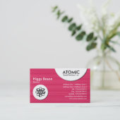 atoomcirkels - Rode borstelstructuur Visitekaartje (Staand voorkant)