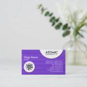 atoomcirkels - Violet geborsteld textiel Visitekaartje (Staand voorkant)