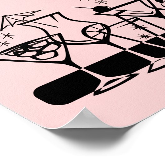 atoomcocktails op roze poster (Hoek)