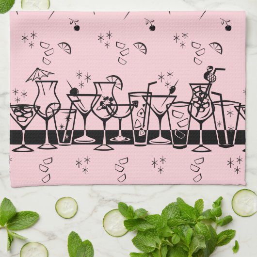 atoomcocktails op roze theedoek (Gevouwen)