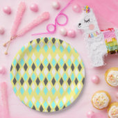 atoomdiamanten uit de middeleeuwen op geel papieren bordje (Feest)