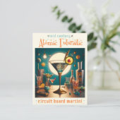 atoomfuturistische printplaat martini briefkaart (Staand voorkant)