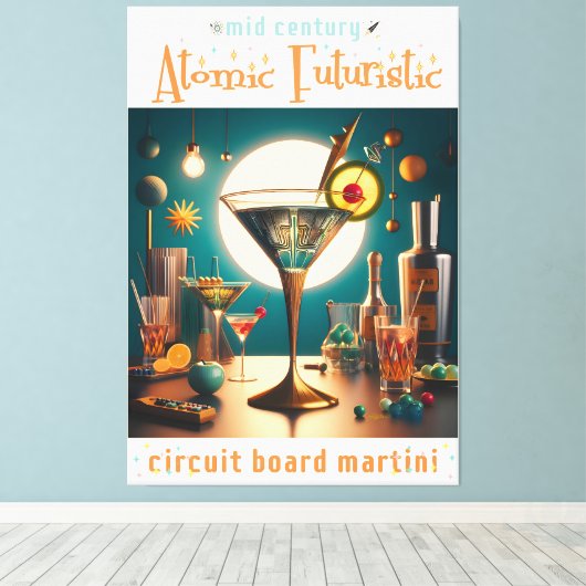 atoomfuturistische printplaat martini canvas afdruk (Insitu (Houten vloer))