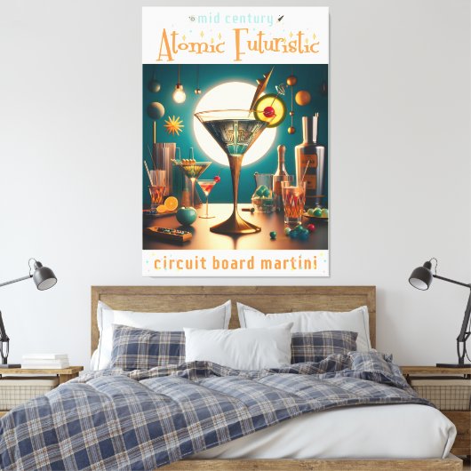 atoomfuturistische printplaat martini canvas afdruk (Insitu (Slaapkamer))