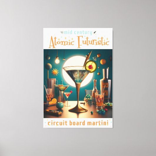 atoomfuturistische printplaat martini canvas afdruk (Voorkant)