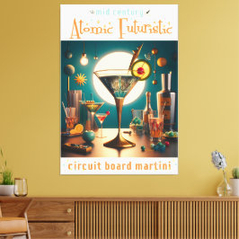 atoomfuturistische printplaat martini canvas afdruk