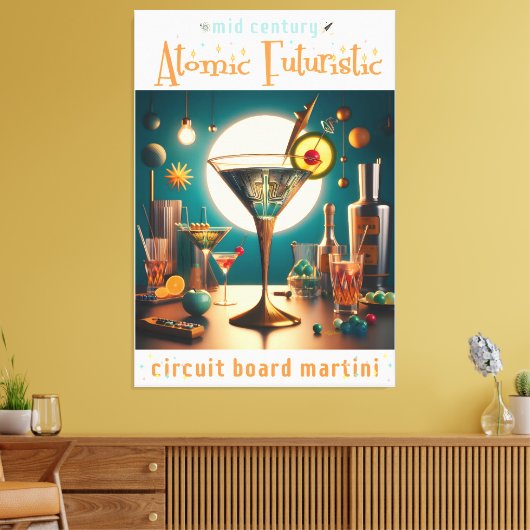 atoomfuturistische printplaat martini canvas afdruk (Insitu (Woonkamer))
