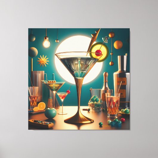 atoomfuturistische printplaat martini canvas afdruk (Voorkant)