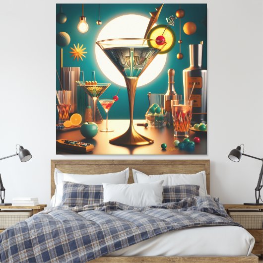 atoomfuturistische printplaat martini canvas afdruk (Insitu (Slaapkamer))