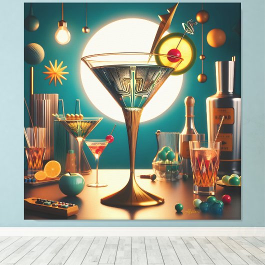 atoomfuturistische printplaat martini canvas afdruk (Insitu (Houten vloer))