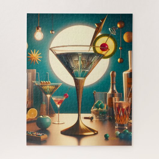 atoomfuturistische printplaat martini legpuzzel (Verticaal)