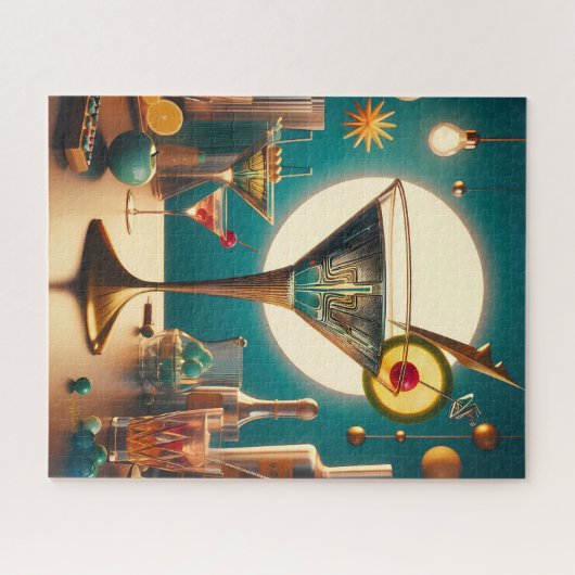 atoomfuturistische printplaat martini legpuzzel (Horizontaal)