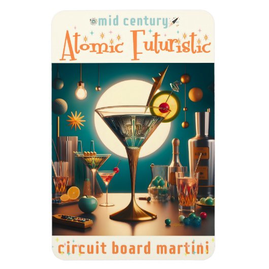 atoomfuturistische printplaat martini magneet (Verticaal)