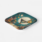 atoomfuturistische printplaat martini papieren bordje (Gebogen)