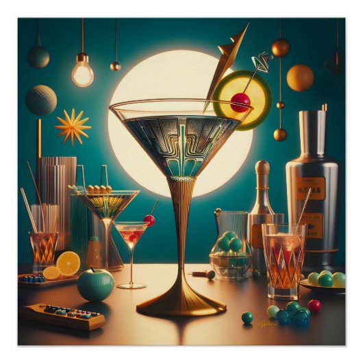 atoomfuturistische printplaat martini perfect poster (Voorkant)
