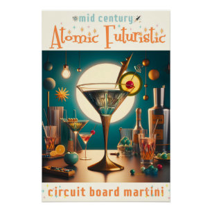 atoomfuturistische printplaat martini perfect poster