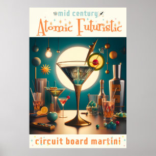 atoomfuturistische printplaat martini poster