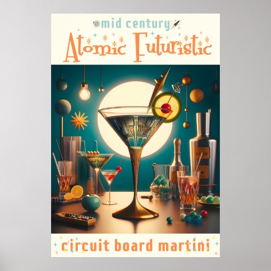 atoomfuturistische printplaat martini poster (Voorkant)