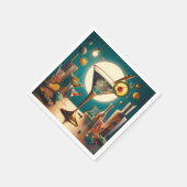 atoomfuturistische printplaat martini servet (Hoek)