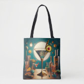 atoomfuturistische printplaat martini tote bag (Voorkant)