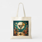 atoomfuturistische printplaat martini tote bag (Achterkant)