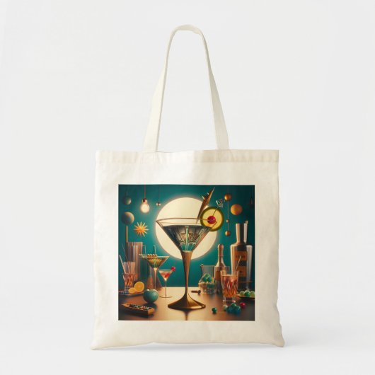 atoomfuturistische printplaat martini tote bag (Voorkant)