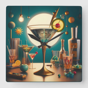 atoomfuturistische printplaat martini vierkante klok