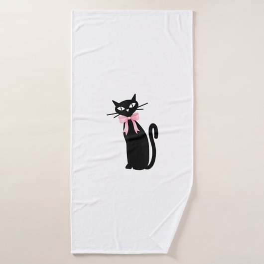 Atoomkat met roze strik kat meisjesschoon meisje k badhanddoek (Badhanddoek)