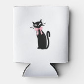 Atoomkat met roze strik kat meisjesschoon meisje k blikjeskoeler (Voorkant)