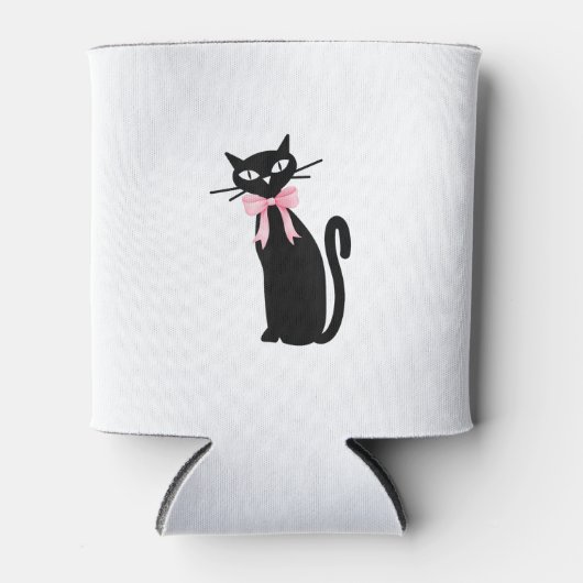 Atoomkat met roze strik kat meisjesschoon meisje k blikjeskoeler (Voorkant)