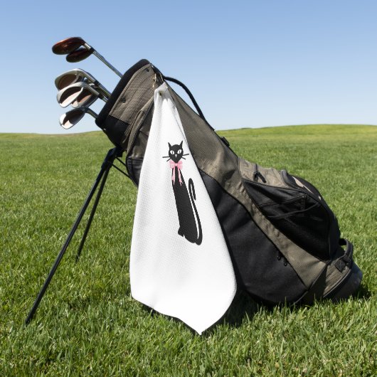 Atoomkat met roze strik kat meisjesschoon meisje k golfhanddoek (Groen)