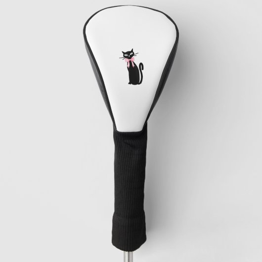 Atoomkat met roze strik kat meisjesschoon meisje k golfheadcover (Voorkant)