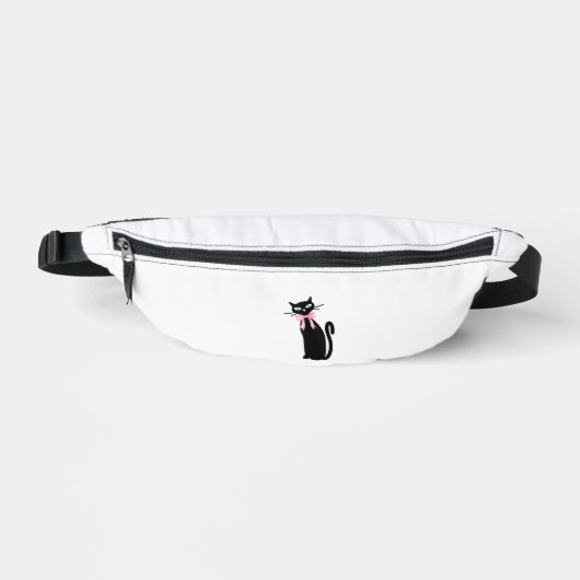 Atoomkat met roze strik kat meisjesschoon meisje k heuptasje (Voorkant)