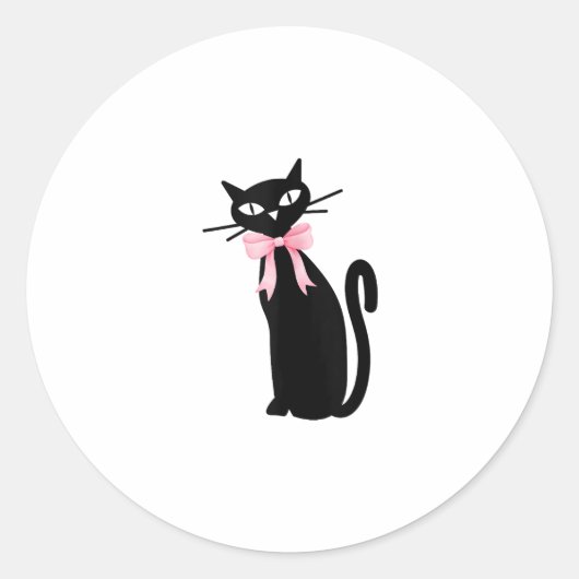 Atoomkat met roze strik kat meisjesschoon meisje k ronde sticker (Voorkant)