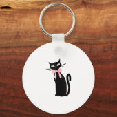Atoomkat met roze strik kat meisjesschoon meisje k sleutelhanger (Voorkant)