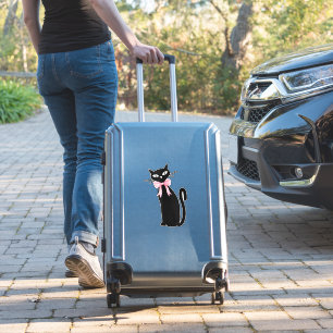 Atoomkat met roze strik kat meisjesschoon meisje k sticker