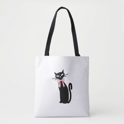 Atoomkat met roze strik kat meisjesschoon meisje k tote bag (Voorkant)