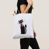 Atoomkat met roze strik kat meisjesschoon meisje k tote bag (Dichtbij)