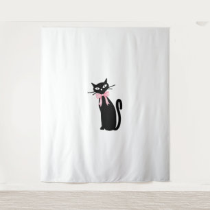 Atoomkat met roze strik kat meisjesschoon meisje k wandkleed