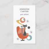 ATOOMKAT OP EEN STOEL MIDDEN EEUW HUISDIER SITTER VISITEKAARTJE (Voorkant)