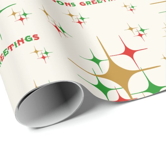  atoomkerst 1950: Seizoenen Vergroeten Kerstmis Cadeaupapier (Rol Hoek)