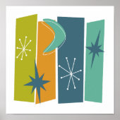 Atoomrechthoeken Boomerang Starburst Midden-eeuw Poster (Voorkant)