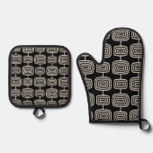 atoomringen Abstract patroon Ovenwant & Pannenlap Set (Voorkant)