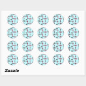 atoomroze en grijze patroonstickers ronde sticker (Vel)