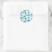 atoomroze en grijze patroonstickers ronde sticker (Tas)