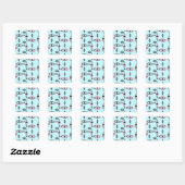atoomroze en grijze patroonstickers vierkante sticker (Vel)